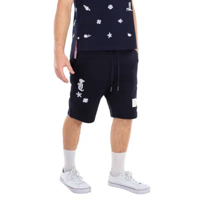 Thom Browne Navy Drawstring Shorts In Black