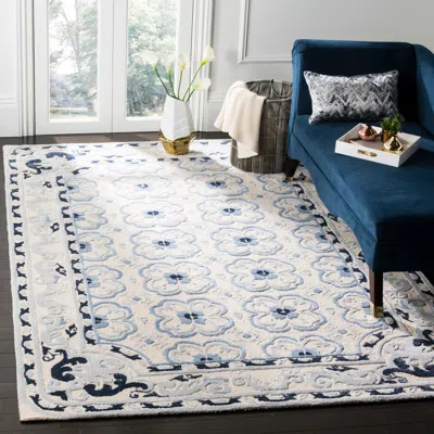 Safavieh Bella Hand Made Area Rug, Ivory / Blue Traditional Style Non-shedding In Blue