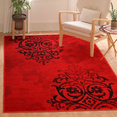 Safavieh Adirondack Machine Made Area Rug, Red / Black Transitional Style Easy Care In Red