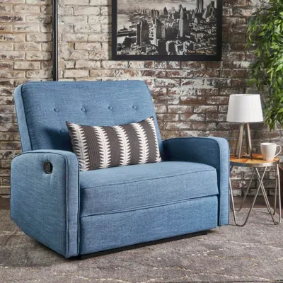 Streamdale Furniture Streamdale Blue Fabric Manual Recliner - Chic & Comfortable
