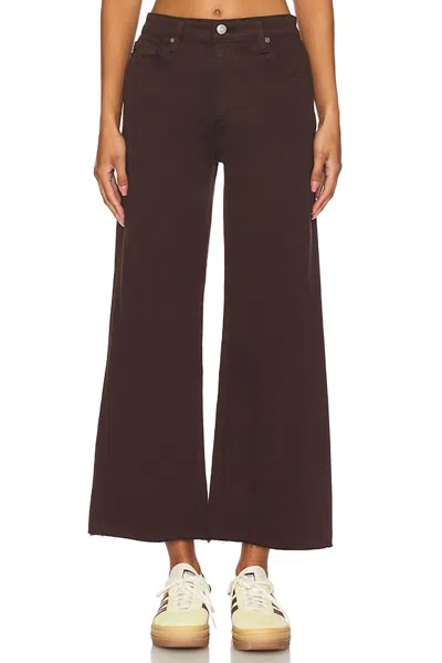 Ag Saige Crop Wide Leg Crop Jeans In Amaretto Noir In Brown