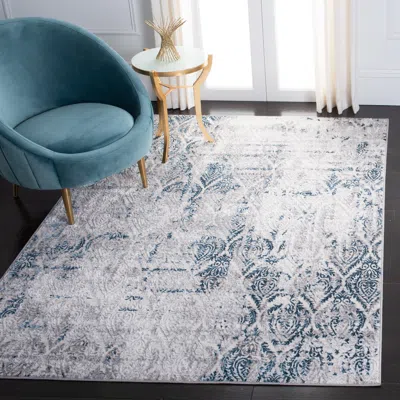Safavieh Amelia Machine Made Area Rug, Grey / Blue Transitional Style Easy Care In Blue