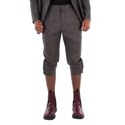 Emporio Armani Checkered Pattern Cropped Trousers In Gray