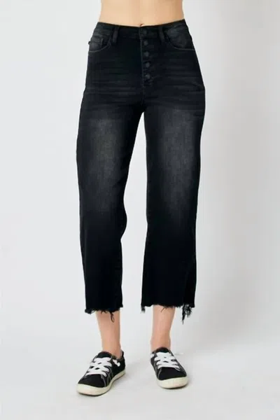 Judy Blue High Rise Cropped Wide Leg Jean In Black