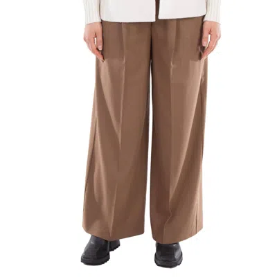 Max Mara Carmen Flannel Wide-leg Trousers In Brown
