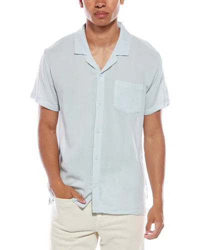 Vintage Summer Basketweave Camp Shirt In Blue