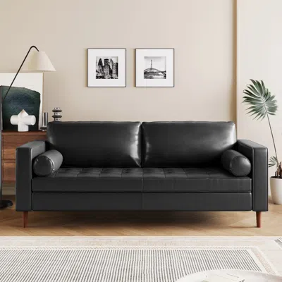 Streamdale Furniture Streamdale Mid-century Modern Tufted Sofa With Bolster Pillows