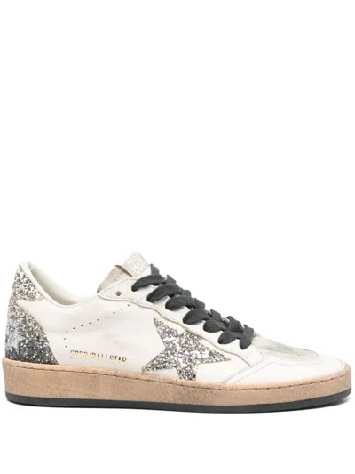 Golden Goose Ball Star Sneakers In Vintage Effect Leather And Suede With Glittered Star And Heel Tab