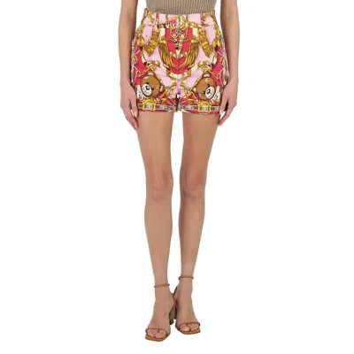 Moschino Ladies Fantasia Rosa Teddy Scarf High-waisted Shorts In Multi