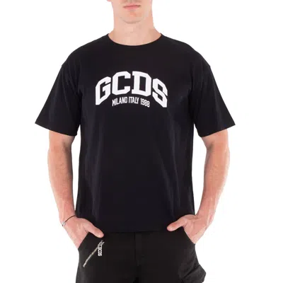 Gcds Crew Neck Cotton T-shirt In Black