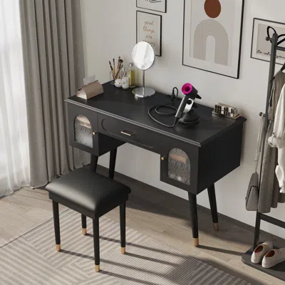 Streamdale Furniture Streamdale Vanity Makeup Table Set, Charging Port