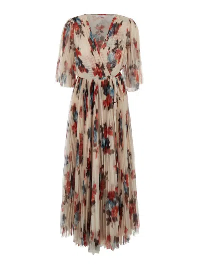 Philosophy Di Lorenzo Serafini Multicolor Long Dress With All-over Floral Print In Tech Fabric Woman
