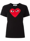 Comme Des Garçons Play Cotton Tee With Red Emblem In Black