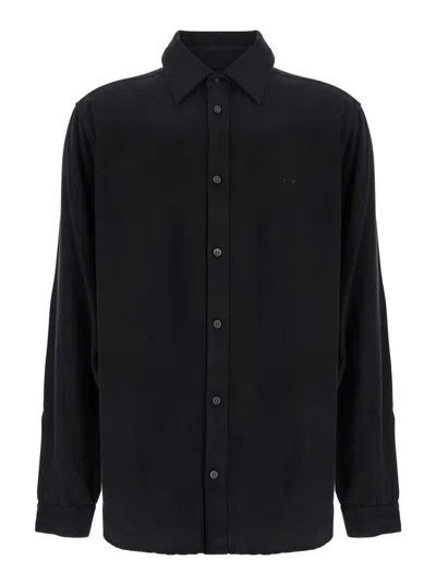 Diesel Black Shirt With D Logo On The Front