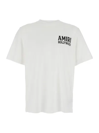 Amiri Jazz Wolf White Crewneck T-shirt With Logo Lettering On The Front And Maxi Print On The Rear In Cott