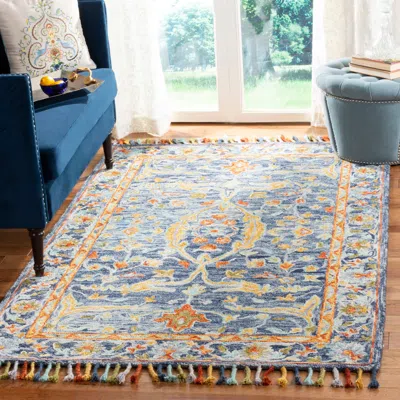 Safavieh Aspen Hand Made Area Rug, Blue / Rust Traditional Style Non-shedding In Multi