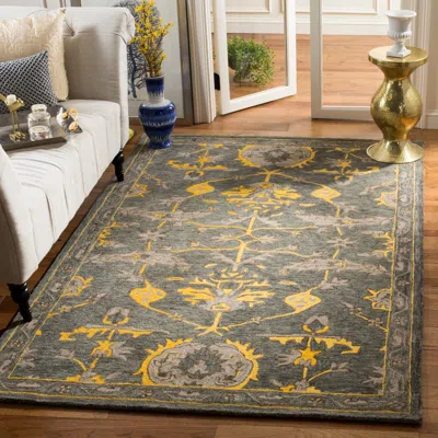 Safavieh Bella Hand Made Area Rug, Blue Grey / Gold Traditional Style Non-shedding In Gray