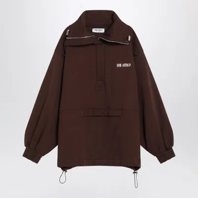 Attico Brown Double American Fleece Anorak Sweatshirt In Brown