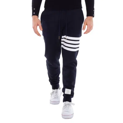 Thom Browne Tapered Striped Loopback Cotton-jersey Sweatpants In Blue