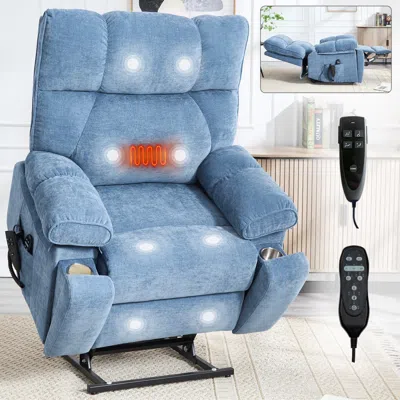 Streamdale Furniture Streamdale Blue Heat Massage Power Lift Recliner