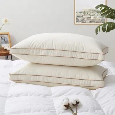 Puredown Ultra-plush 75% White Down Pillow,four Layers Of Feather,filled Comfort In White