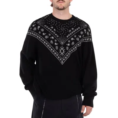 Marcelo Burlon County Of Milan Bandana Print Wool Blend Knit Sweater In Black