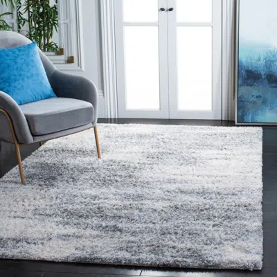Safavieh Berber Shag Machine Made Area Rug, Ivory / Grey Shag / Flokati Style Easy Care In Gray