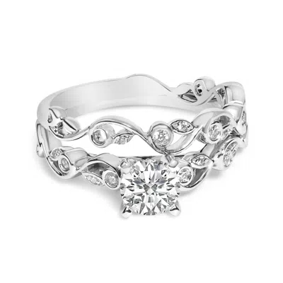 Haus Of Brilliance 14k White Gold Lab Grown Diamond 1.0 Cttw Vintage Style Engagement Ring And Band Set