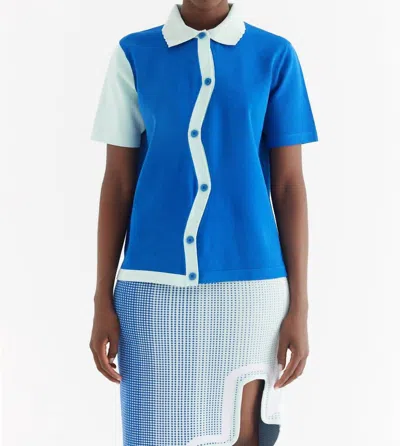 Ph5 Aten Wavy Polo Shirt In Blue & Mint In Multi