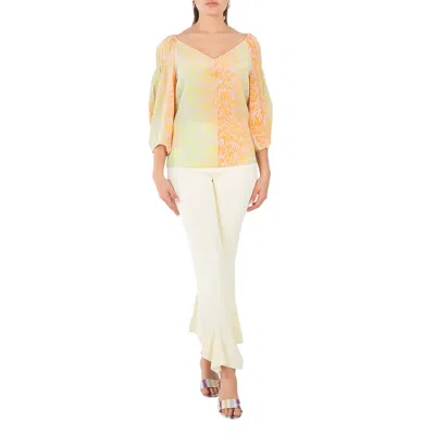 Stella Mccartney Ladies Yellow High Waist Flared Ruffled Pants