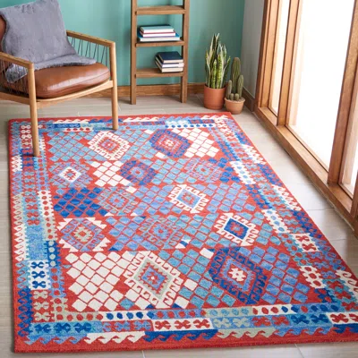 Safavieh Aspen Hand Made Area Rug, Red / Blue Bohemian Style Non-shedding