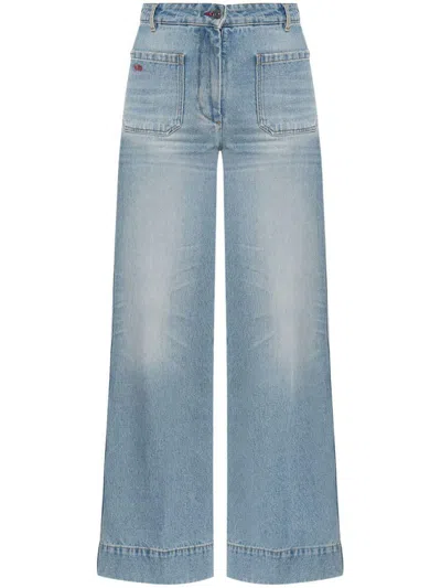 Victoria Beckham Relaxed Wide-leg Light Blue Denim Jeans In Blue