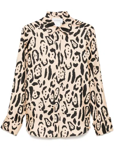 Sportmax Armony Silk Shirt With Graphic Print In Nude