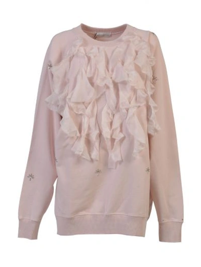 Shop Faith Connexion Oversize Sweatshirt With Flounces In Pink