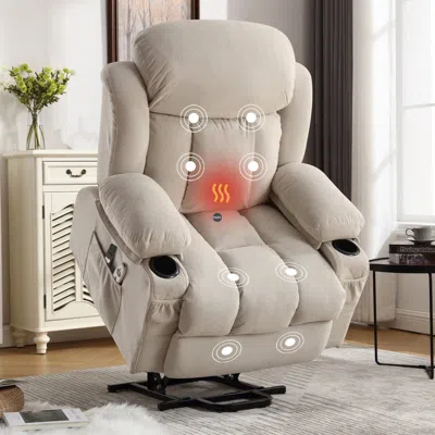 Streamdale Furniture Streamdale Power Lift Recliner With Heat & Massage (beige)