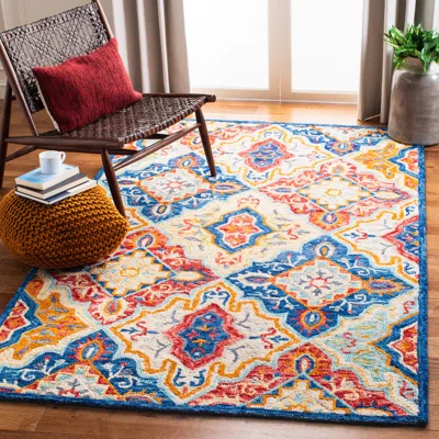 Safavieh Aspen Hand Made Area Rug, Blue / Rust Bohemian Style Non-shedding In Blue