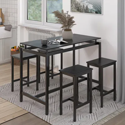 Streamdale Furniture Streamdale Black Bar Table Set With 4 Stools