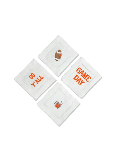 Tiramisu Set Of 4 Football Fever Cocktail Napkins In White