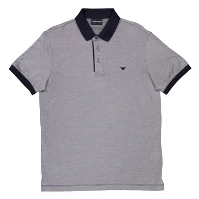 Emporio Armani Lyocell-blend Striped Polo Shirt In Gray
