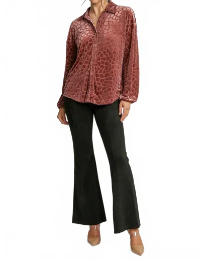 Umgee Burnout Animal Velvet Top In Burnout Velvet