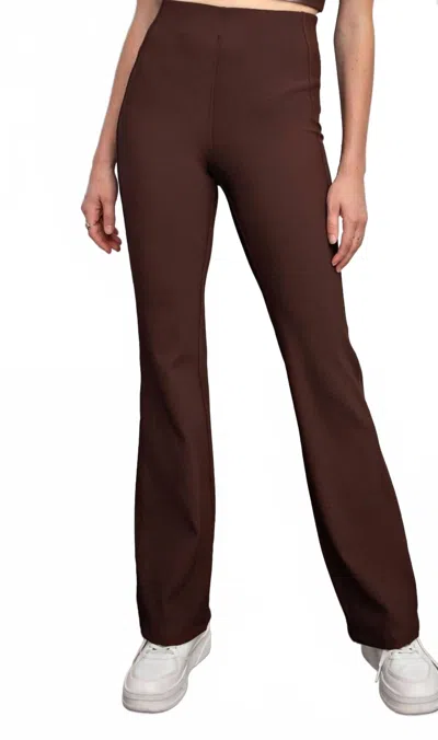 Rae Mode Nylon Rib Pintuck Pants In Brown In Brown