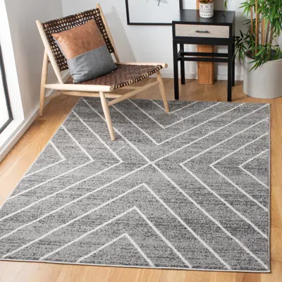Safavieh Adirondack Machine Made Area Rug, Dark Grey / Ivory Contemporary Style Easy Care In Gray