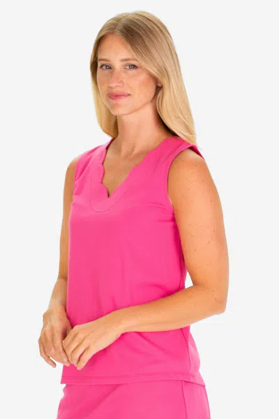 Duffield Lane The Pique Serena Scallop Tank In Raspberry