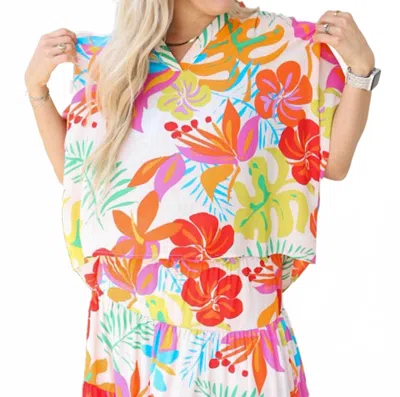 Adrienne Emerson Floral Blouse In Palm Spring