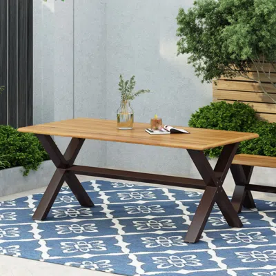 Streamdale Furniture Streamdale Acacia Wood & Iron Outdoor Dining Table - Teak