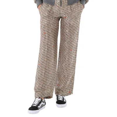 System Ladies Beige Glossy Printed Pants, Brand Size 34 (us Size 4) In Brown