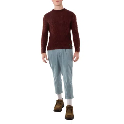 Kolor Men's Reddish Brown Contrasting-trim Crew-neck Jumper In Burgundy