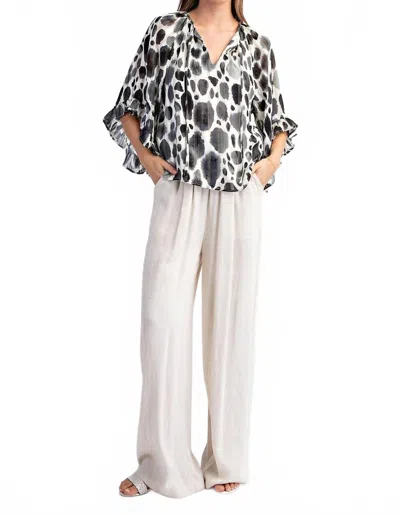 Eesome Spotted Half Sleeve Blouse In Black