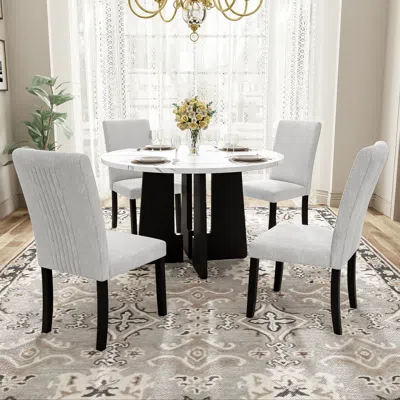 Streamdale Furniture Streamdale 5-piece Round Dining Set With 4 Upholstered Chairs