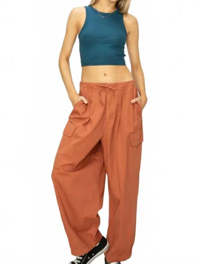 Hyfve Drawstring Cargo Wide Leg Pants In Baked Glay